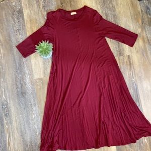 🌿SALE🌿Burgundy Midi Swing Dress